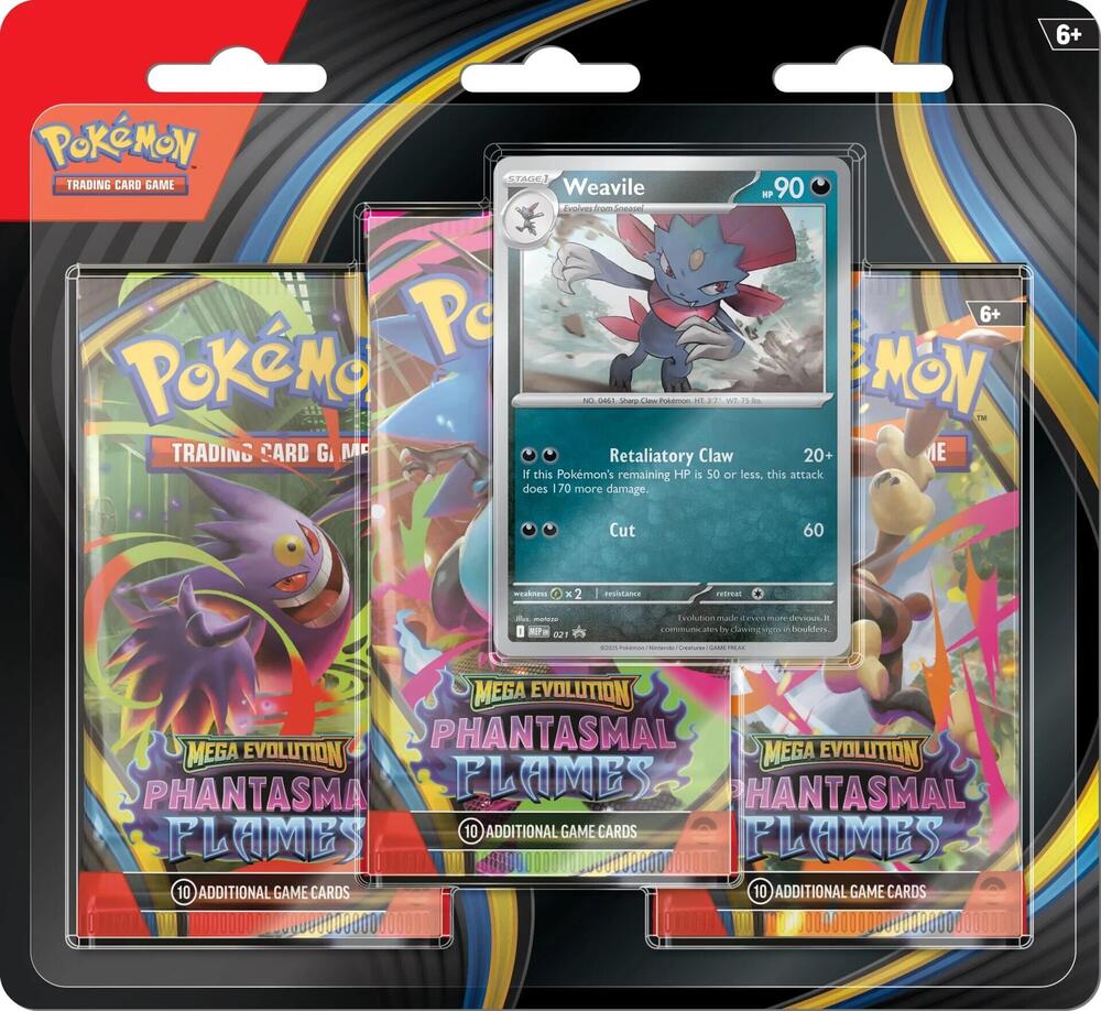 Pokémon TCG: Phantasmal Flames 3-Pack Blister w/ Random Promo (Sneasel or Weavile)