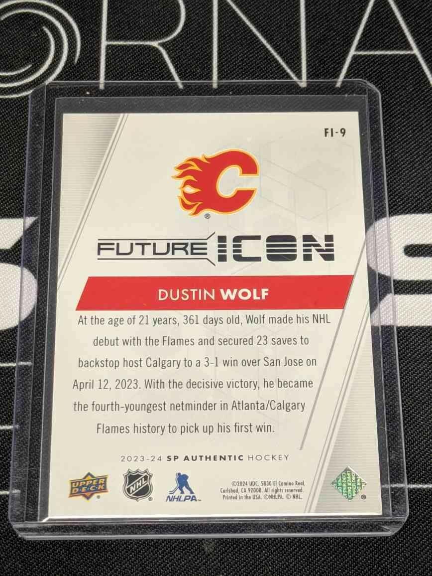 2023-24 SP AUTHENTIC FUTURE ICON DUSTIN WOLF /399 CALGARY FLAMES #FI-9