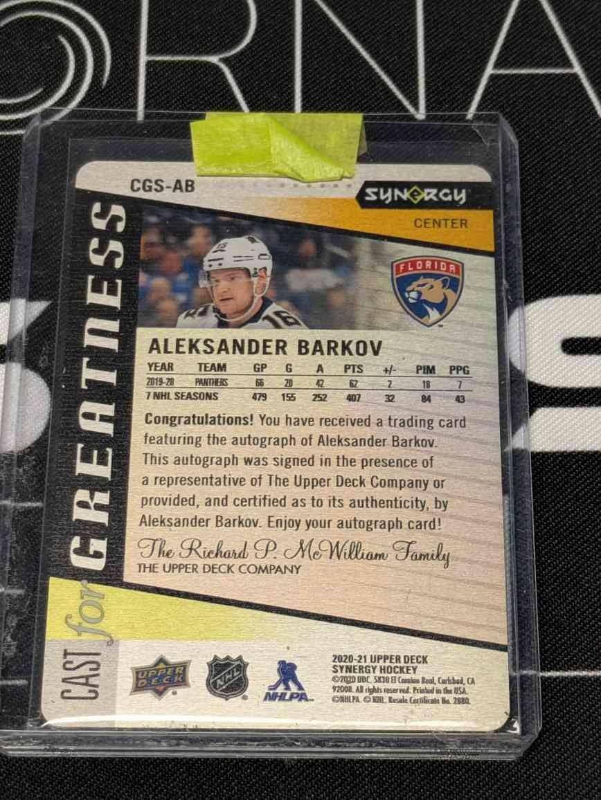 2020-21 Upper Deck Synergy Cast for Greatness /25 Aleksander Barkov Auto #CGS-AB