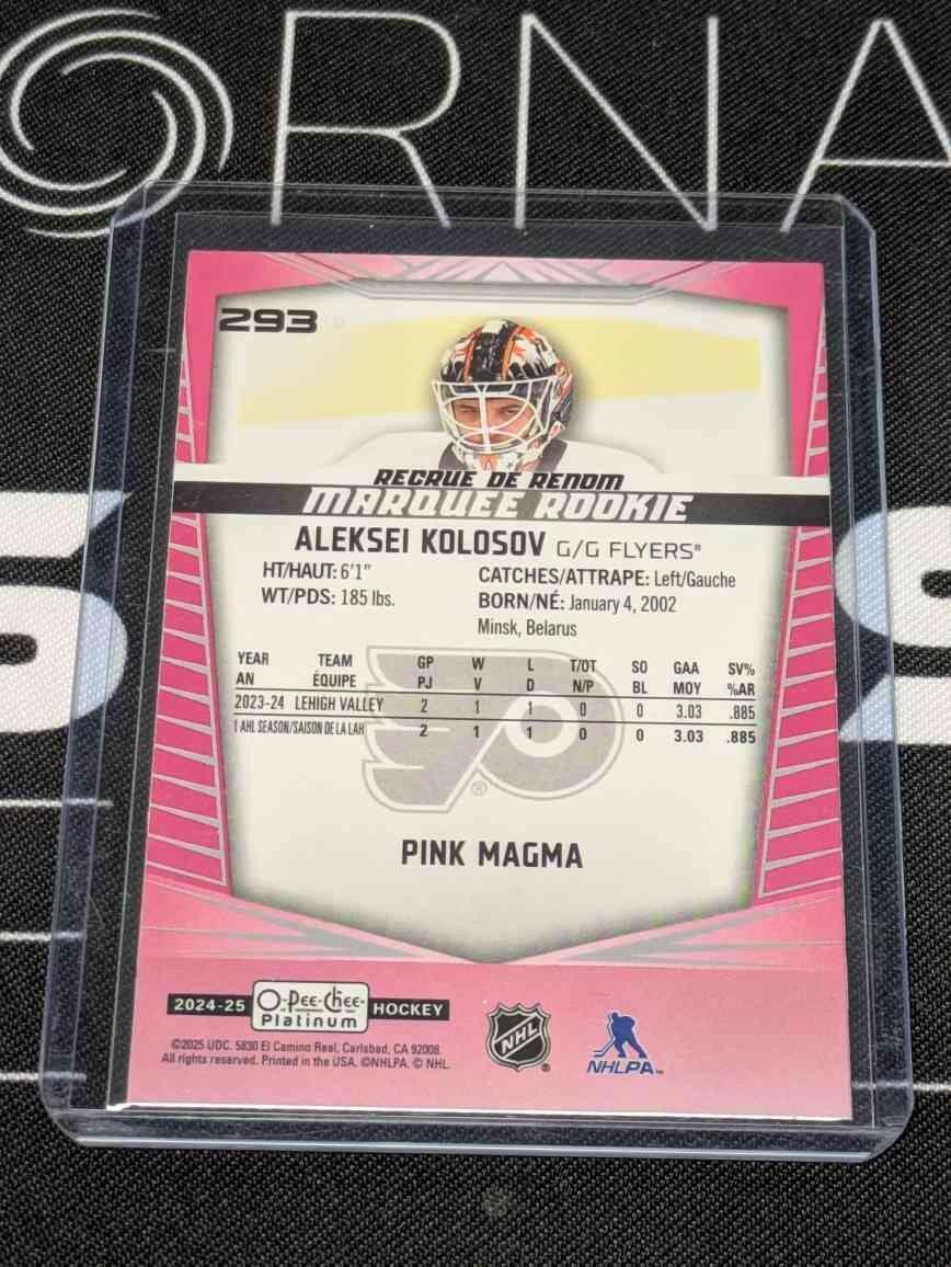 2024-25 O-Pee-Chee PLATINUM Hockey ALEKSEI KOLOSOV #293 PINK MAGMA ROOKIE SP RC