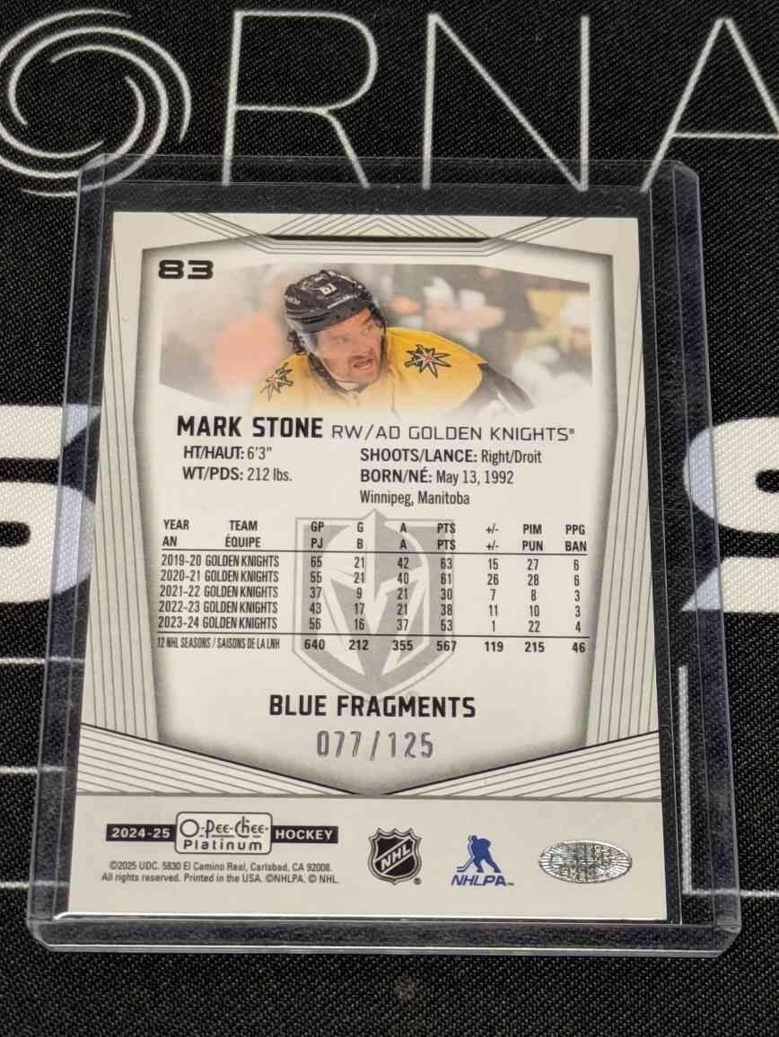 2024-25 O-Pee-Chee Platinum Blue Fragments Mark Stone /125 Vegas Golden Knights