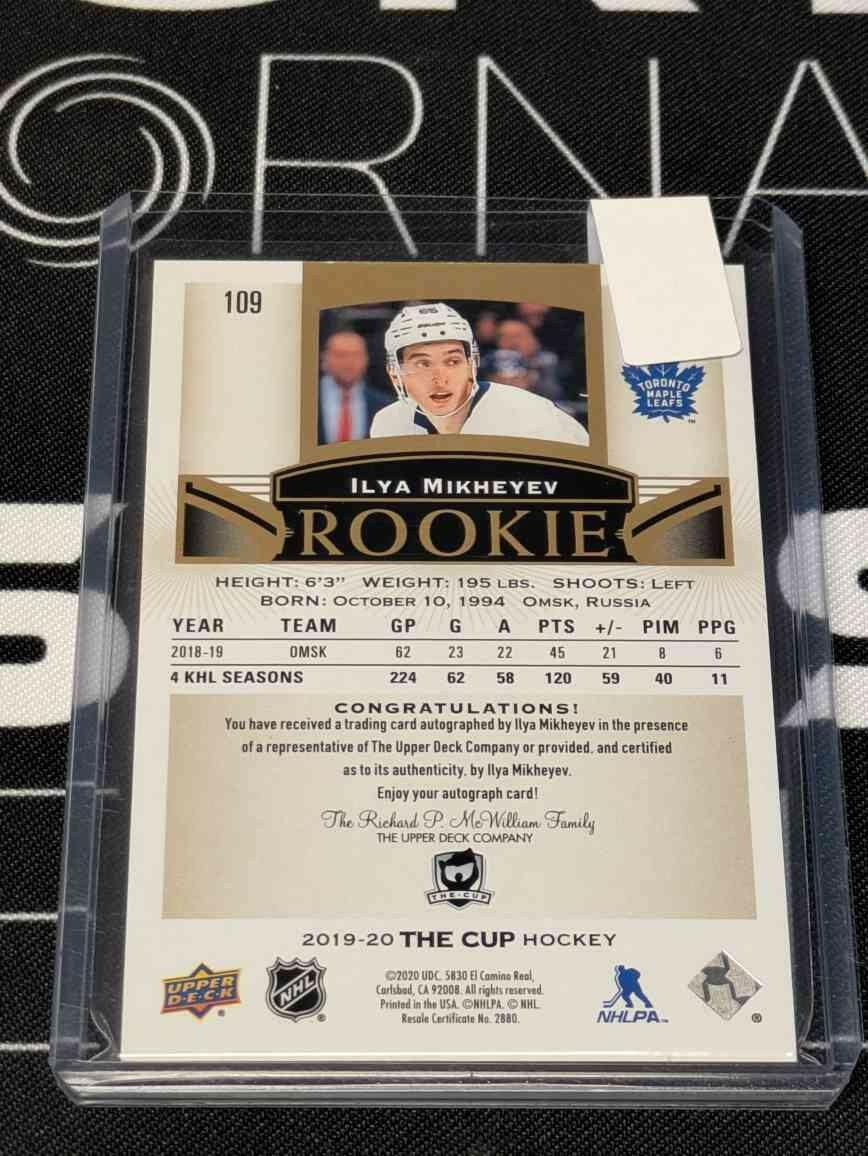 2019-20 Upper Deck The Cup Gold Auto Ilya Mikheyev Rookie Autographed /36 #109