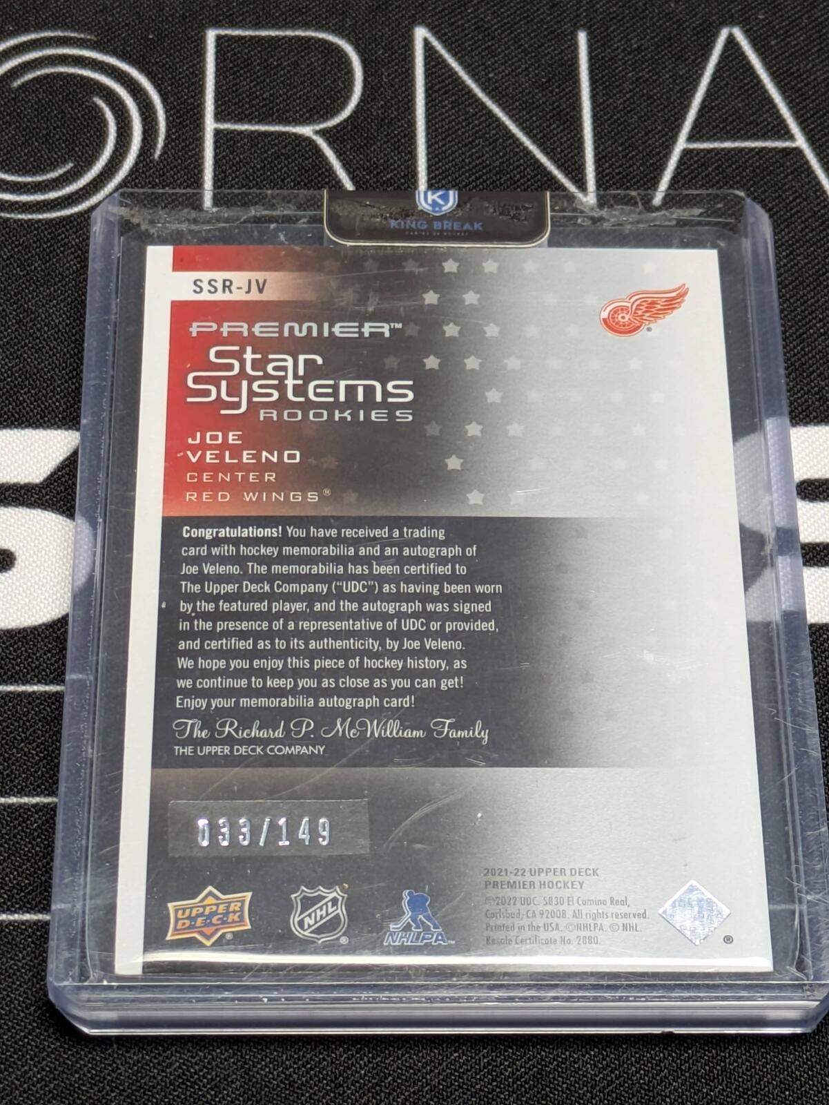 2021-22 Upper Deck Premier Star Systems Rookies - Joe Veleno - SSR-JV