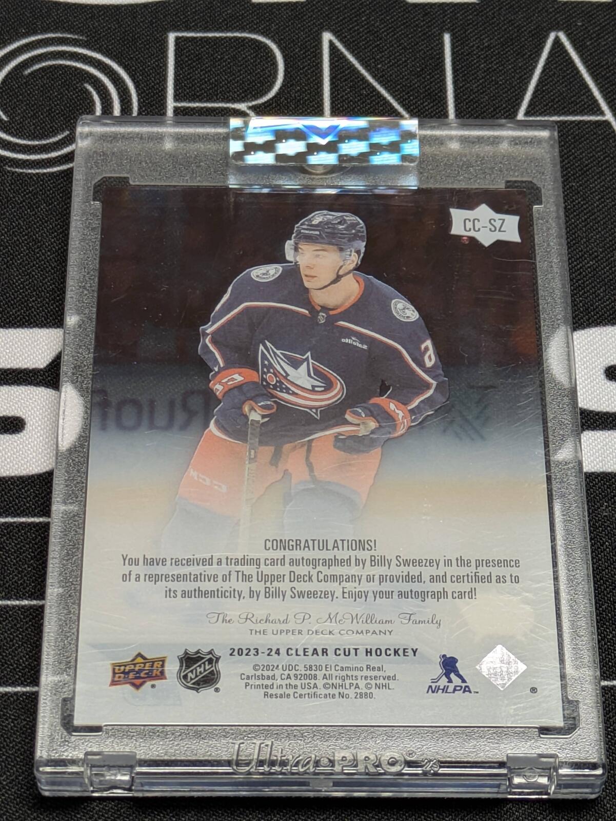 2023-24 UD CLEAR CUT BILLY SWEEZEY RC ROOKIE AUTOGRAPH AUTO CC-SZ