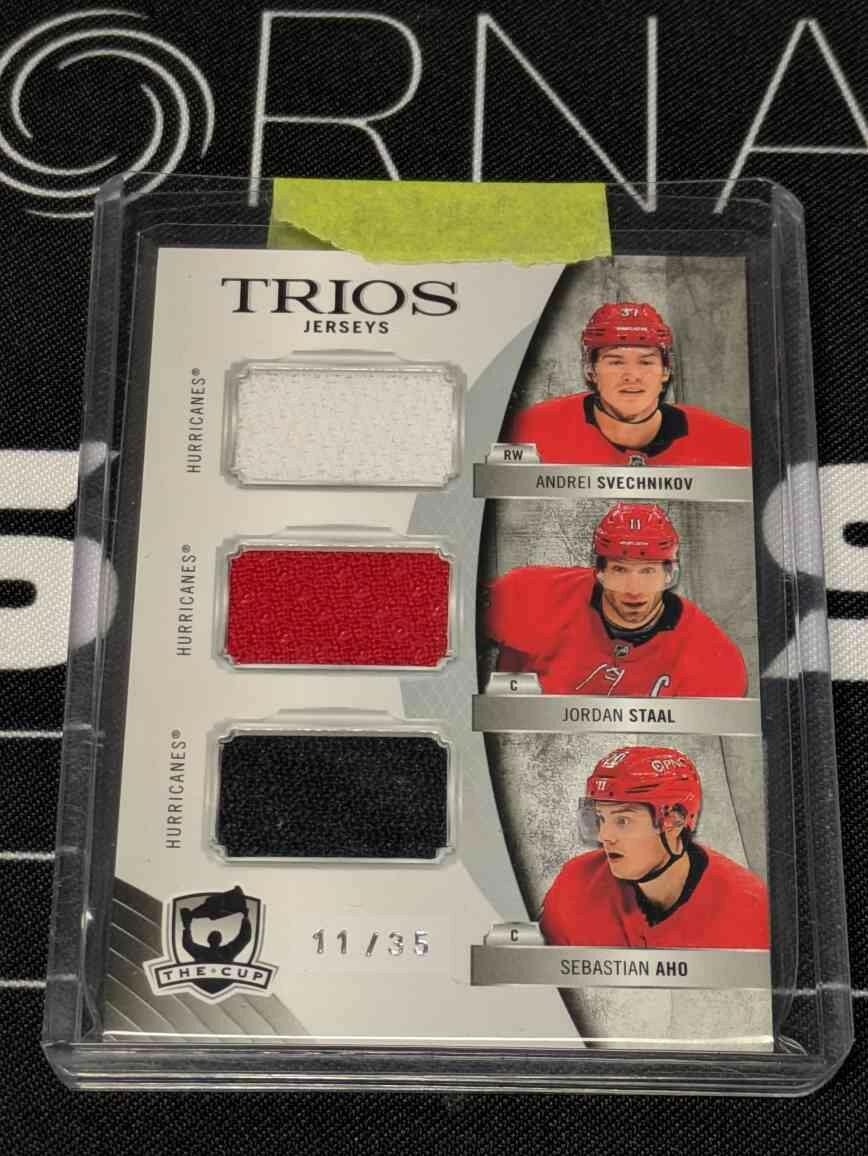 2020-21 UD The Cup Trios Jersey SVECHNIKOV / STAAL / AHO C3-SAS /35 Hurricanes
