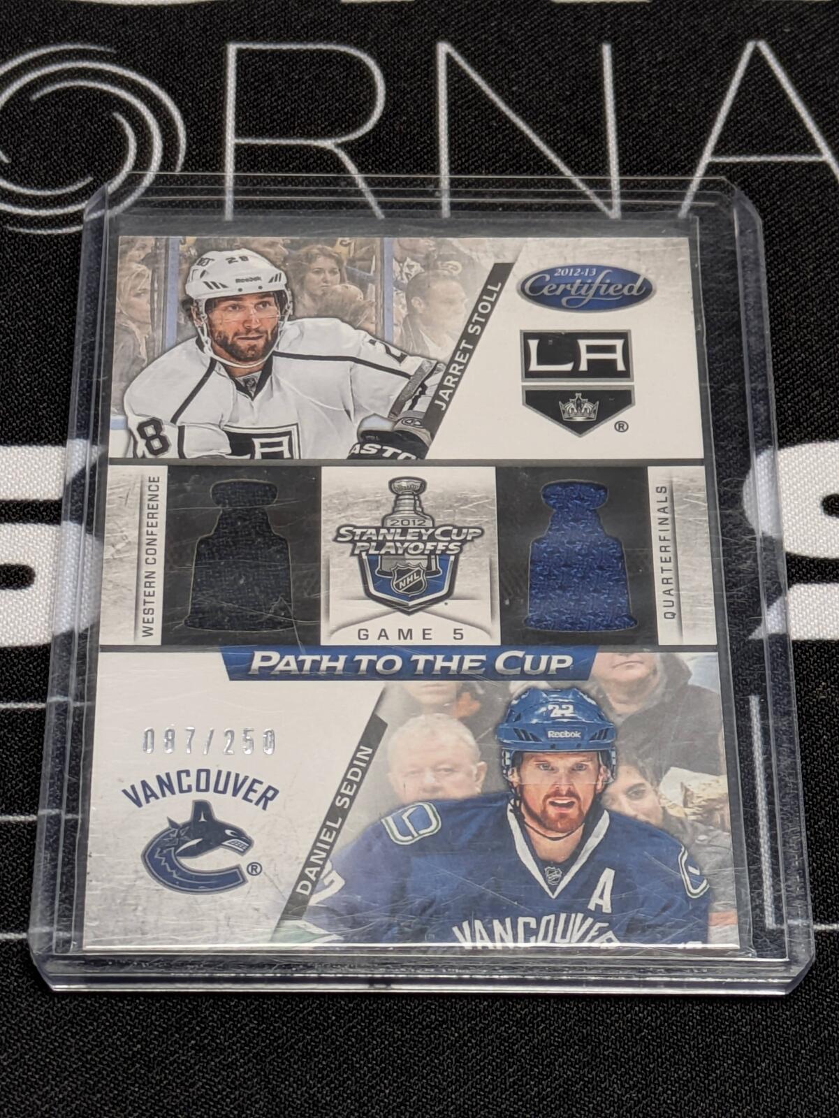 2012 PANINI CERTIFIED JARRET STOLL/DANIEL SEDIN PATH TO THE CUP JERSEY /250