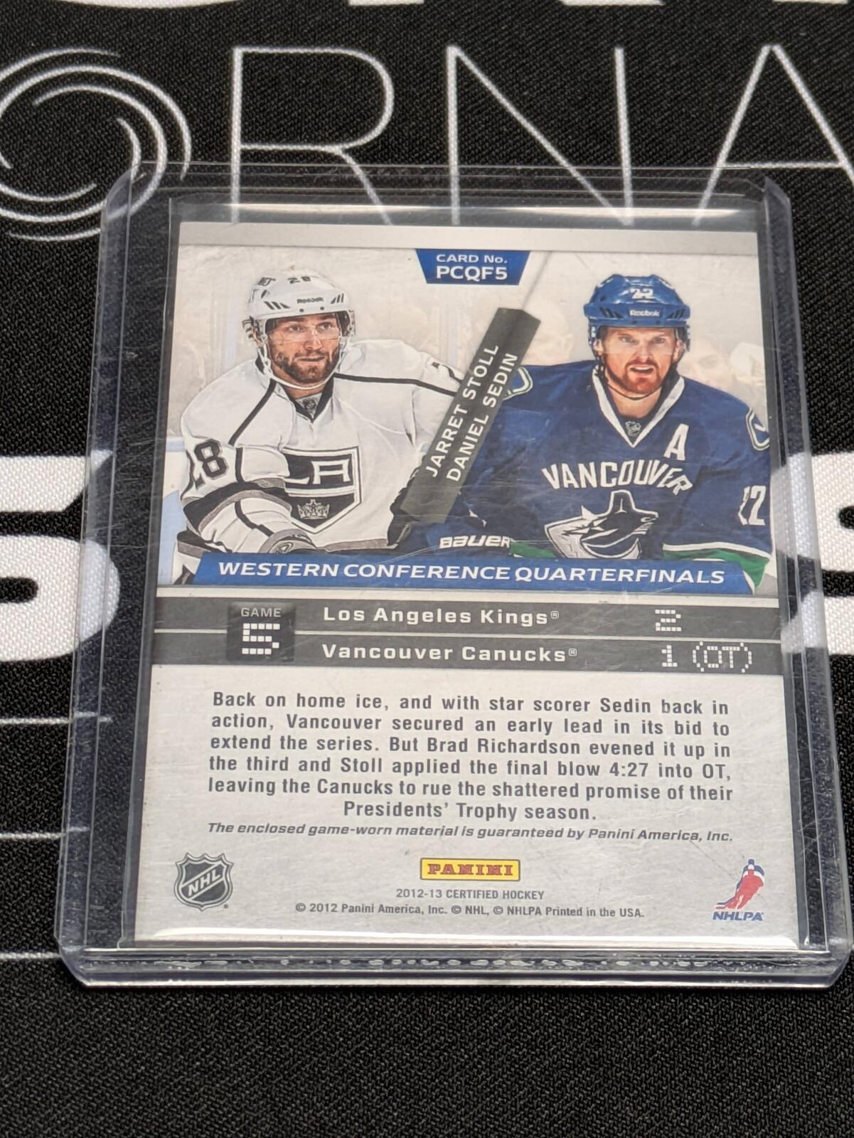 2012 PANINI CERTIFIED JARRET STOLL/DANIEL SEDIN PATH TO THE CUP JERSEY /250