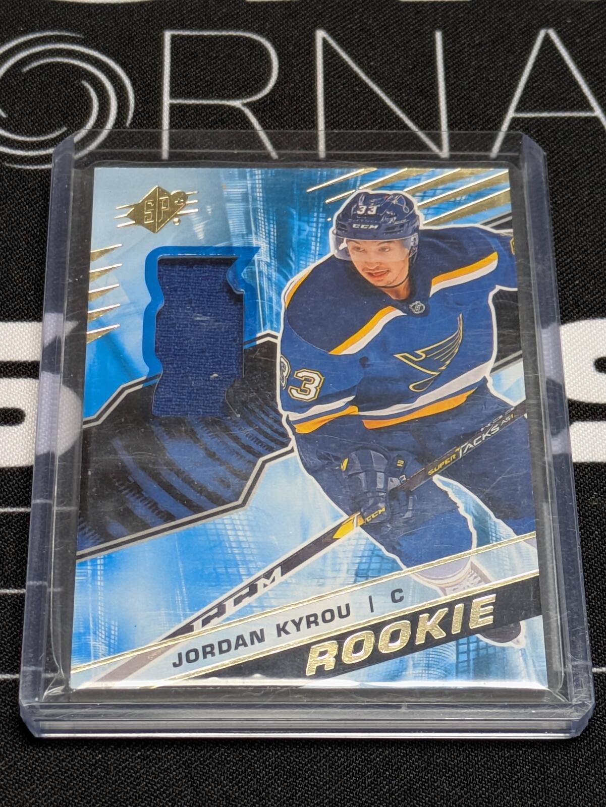 2018-19 Upper Deck SPx Rookie Material Jersey JORDAN KYROU #R-KY Blues UD RC