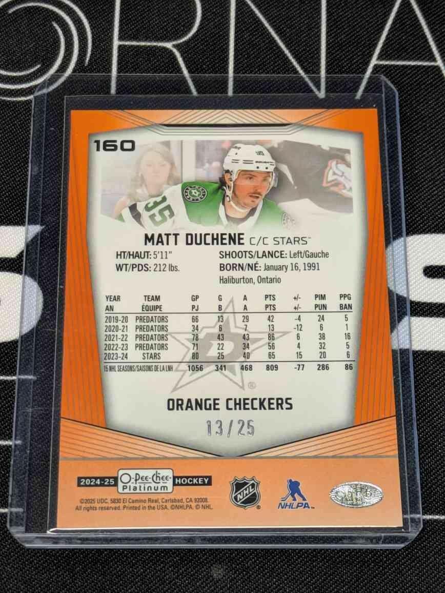 Matt Duchene 2024-25 O-Pee-Chee Platinum Orange Checkers /25 #160 Dallas Stars