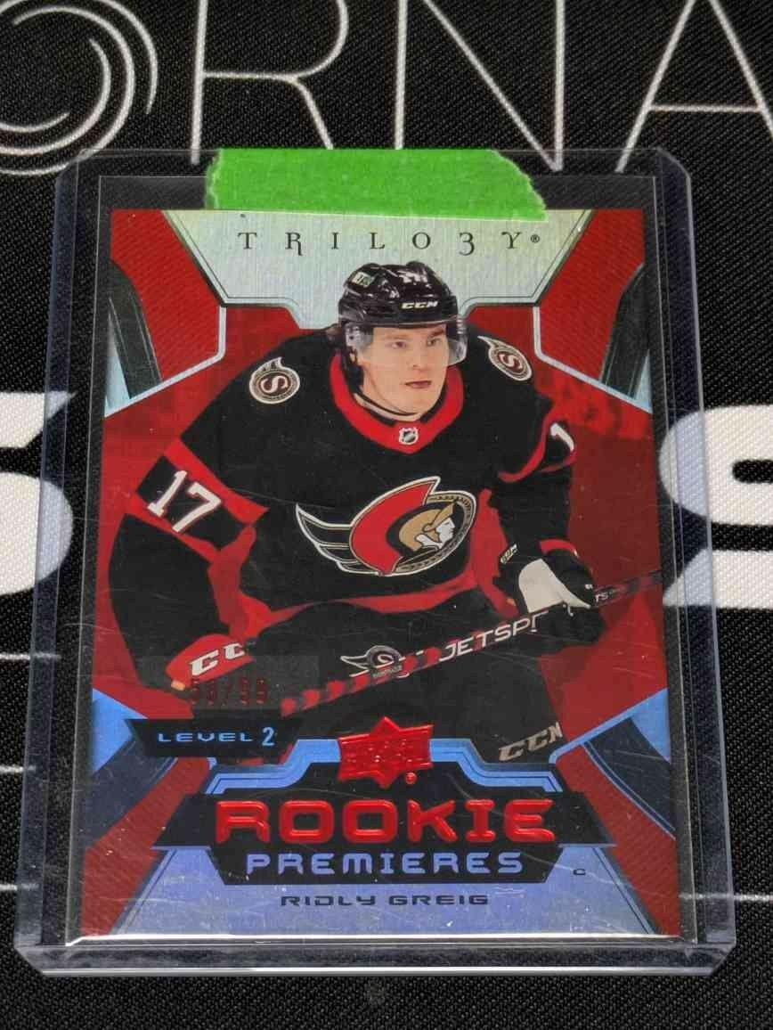2023-24 UPPER DECK TRILOGY ROOKIE PREMIERES LEVEL 2 RED RIDLEY GREIG /99 RC