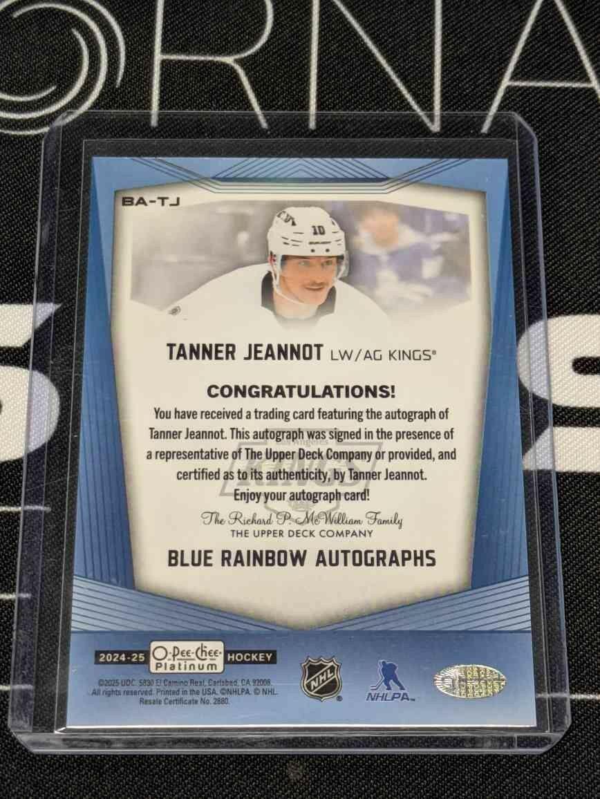 2024-25 O-Pee-Chee Platinum Autographs Tanner Jeannot #BA-TJ
