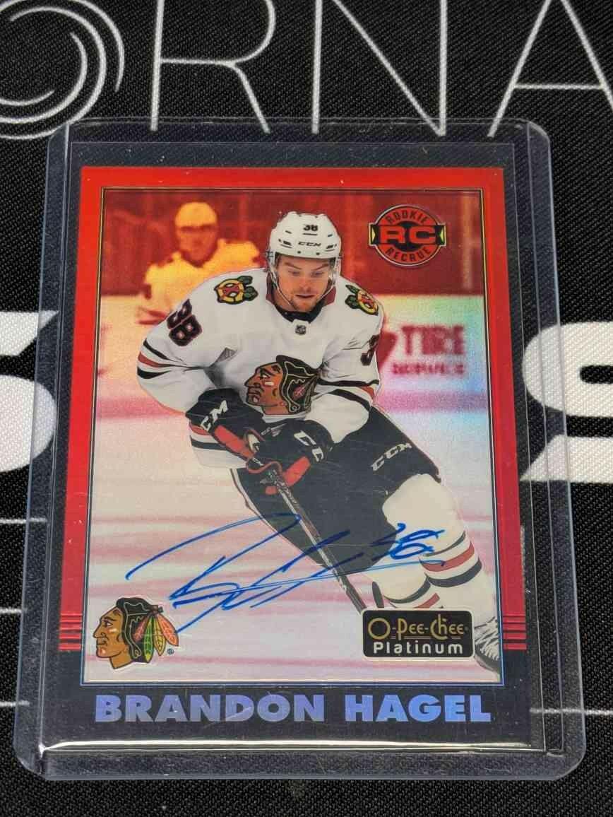BRANDON HAGEL 2020-21 O-Pee-Chee Platinum Retro Rookie Red Rainbow Auto RC #R-59