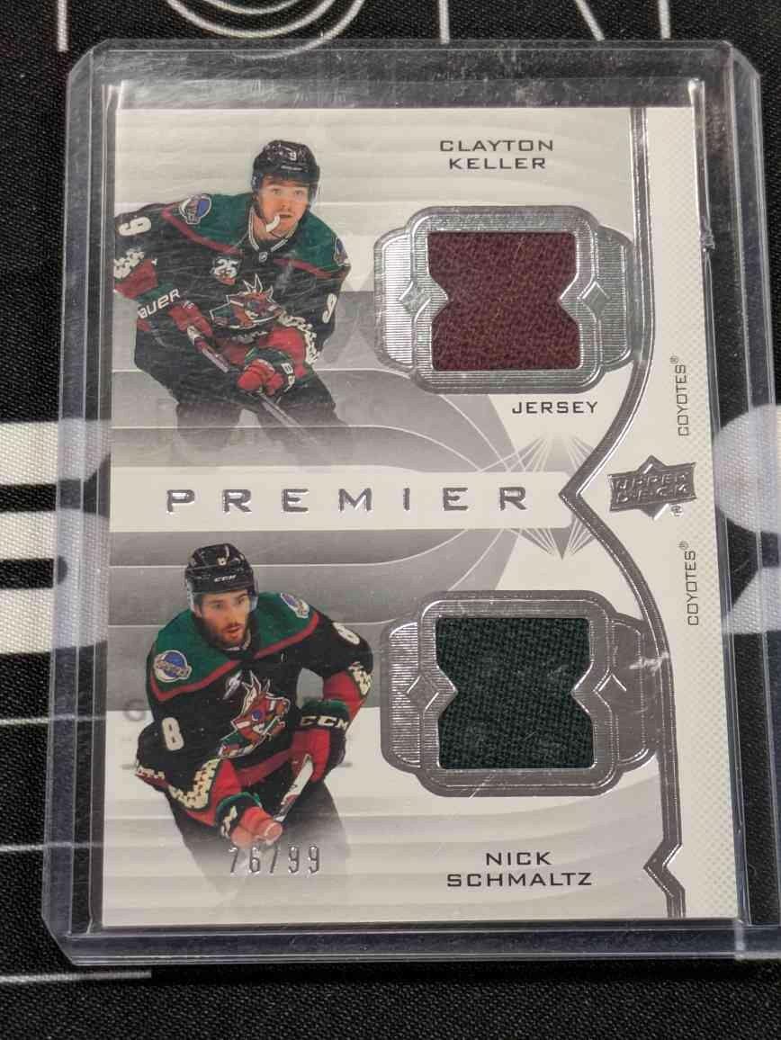 2020-21 Clayton Keller/Nick Schmaltz Upper Deck UD Premier Dual Jersey /99
