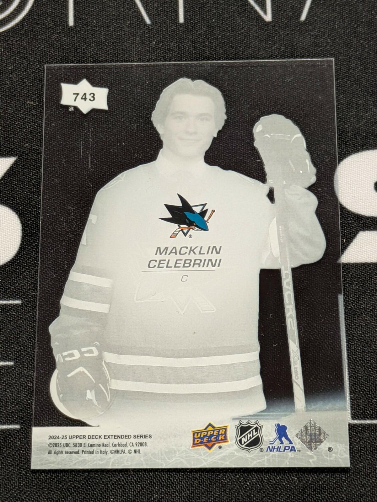 Macklin Celebrini Upper Deck Extended 2024-25 Round 1 Draft Clear Cut #743