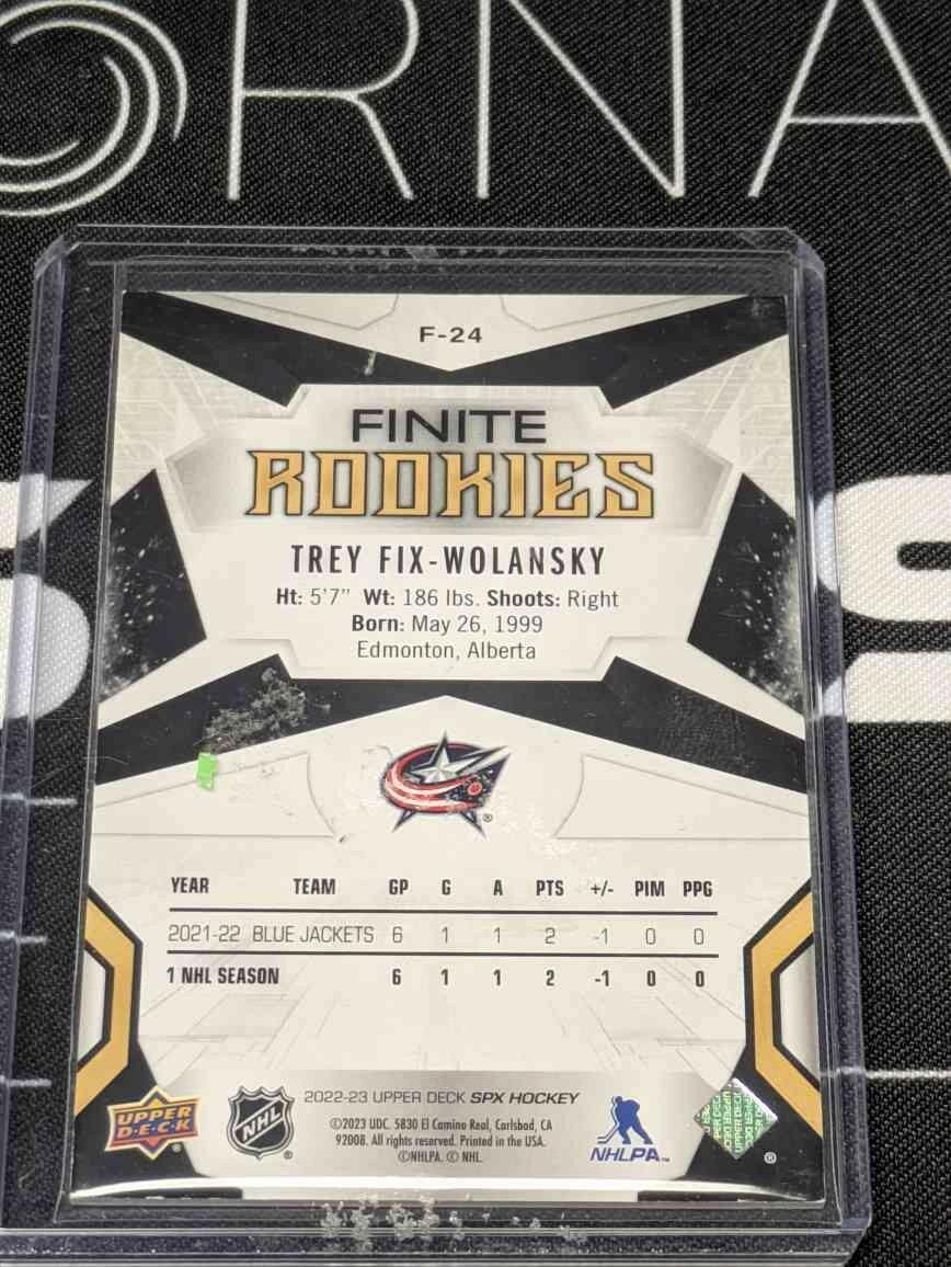 2022-23 Upper Deck SPX Finite Rookies Trey Fix-Wolansky Silver Spectrum /49