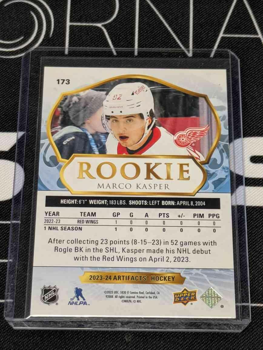 2023-24 Upper Deck Artifacts Saphire Marco Kasper Rookie /85 RC Detroit Redwings