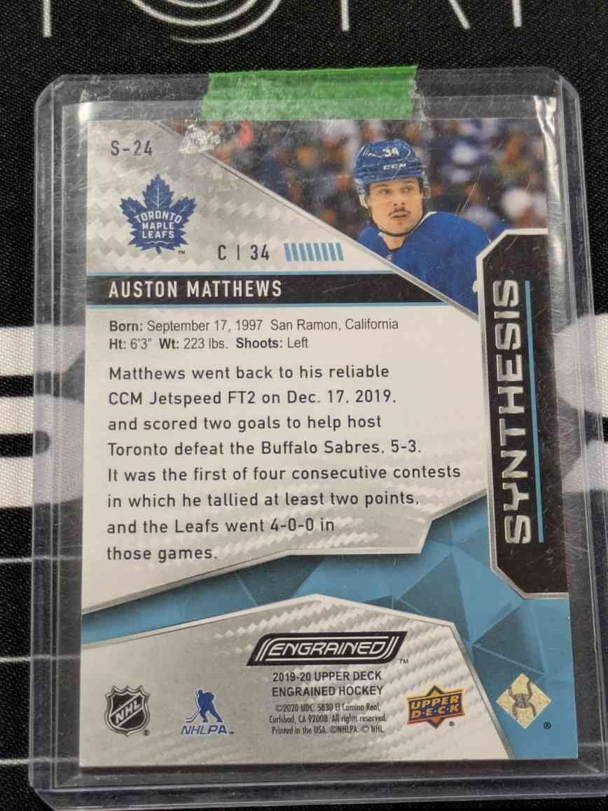 2019-20 Upper Deck Engrained Synthesis Blue /50 Auston Matthews #S-24
