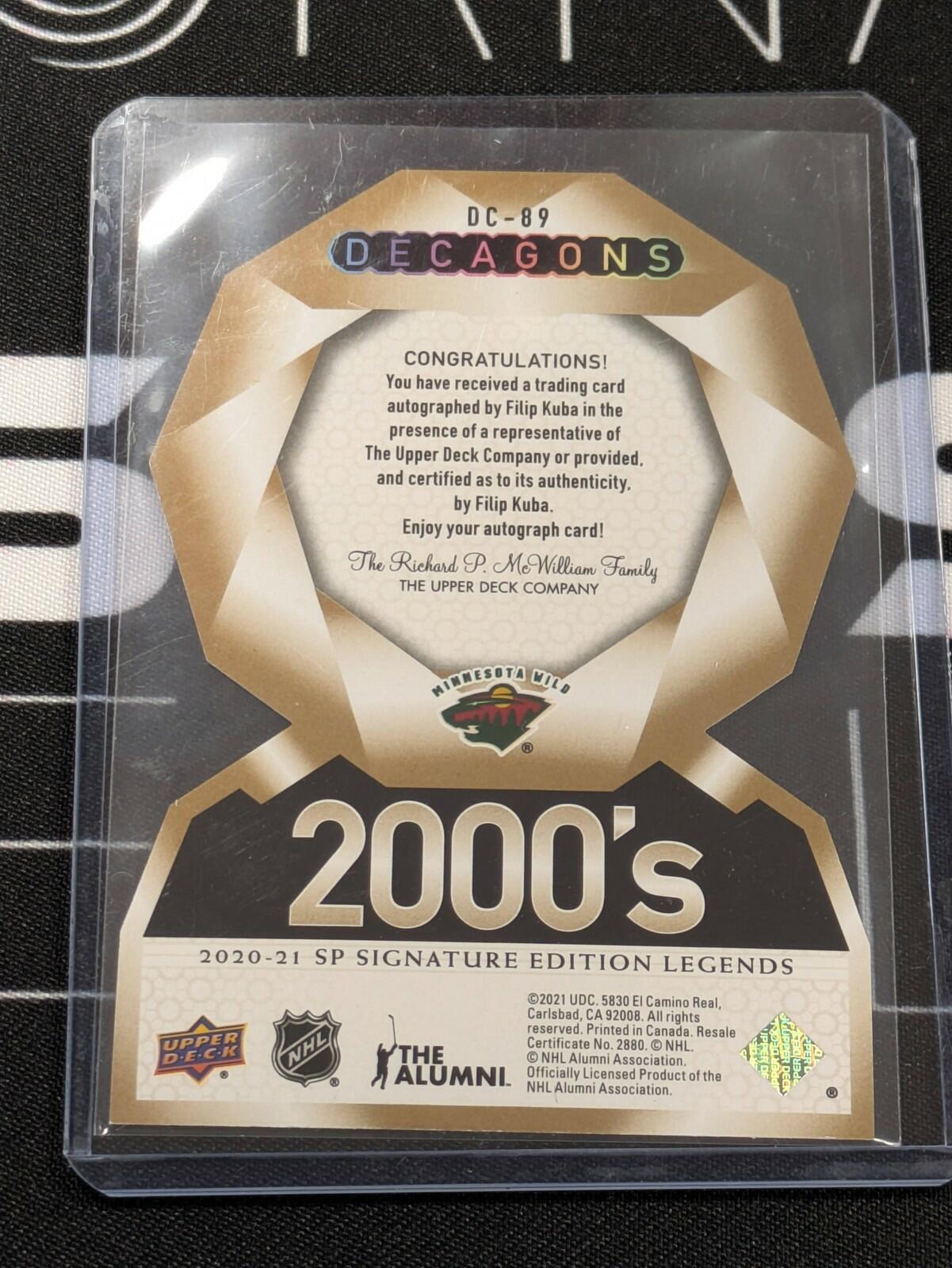 Filip Kuba Decagons Auto - 2020-21 SP Legends Signature Edition #DC-89