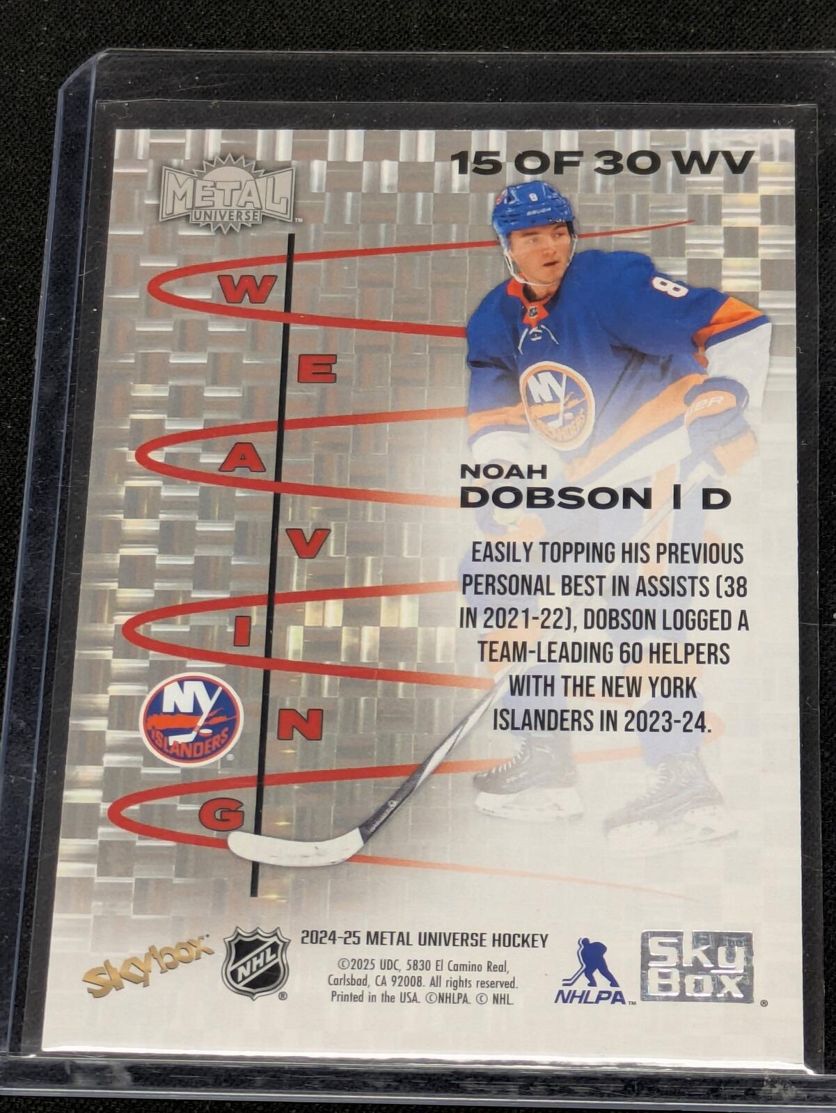 2024-25 Skybox Metal Universe Weaving Noah Dobson WV15 Islanders