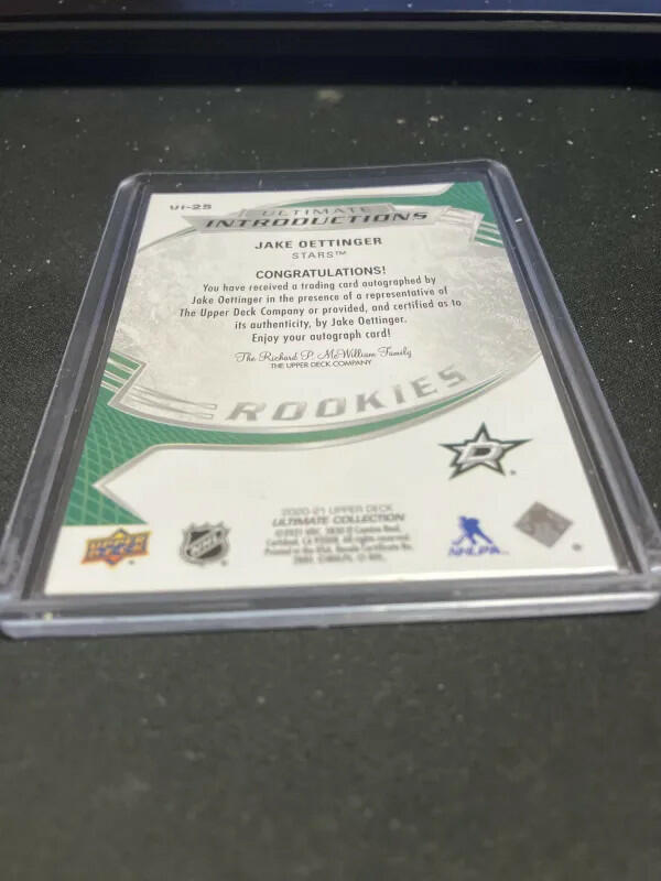 Jake Oettinger Auto /15 Rookie Ultimate Introductions 2020-21 Hockey Card UI-25
