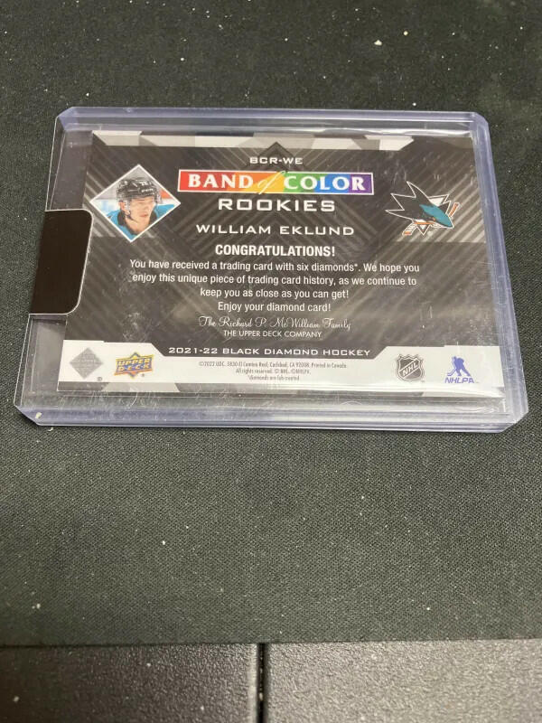 2021-22 Black Diamond Band of Color Rookies William Eklund /22 #BCR-WE San Jose