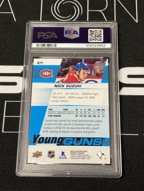 2019-20 UD Nick Suzuki Young Guns #471 Rookie PSA 10 Montreal Canadiens YG