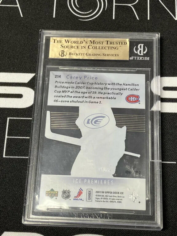 07/08 Carey Price Rookie Rc ICE Premieres /99 BGS 9.5 Gem Mint