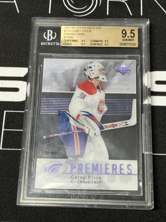 07/08 Carey Price Rookie Rc ICE Premieres /99 BGS 9.5 Gem Mint