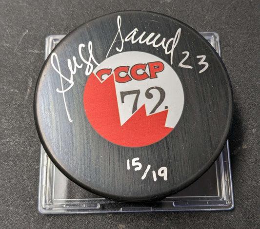 Serge Savard #/19 CCCP '72 Autographed Puck