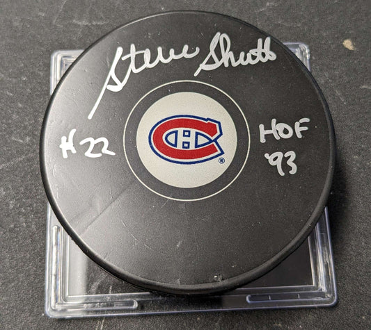 Steve Shutt Autographed Puck HOF Inscription
