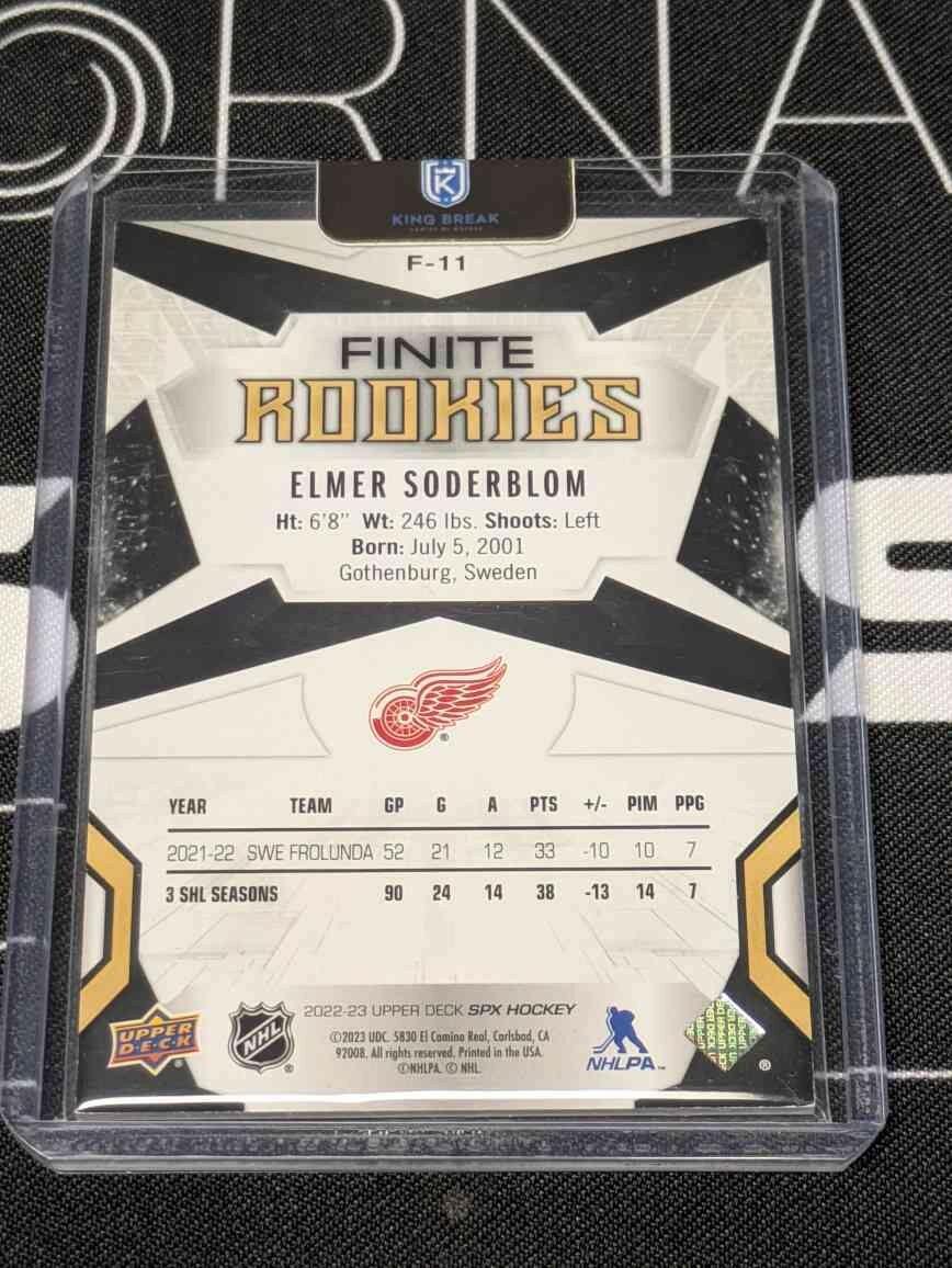 2022-23 SPx #F-11 Elmer Soderblom -Finite Rookies /499-Red Wings
