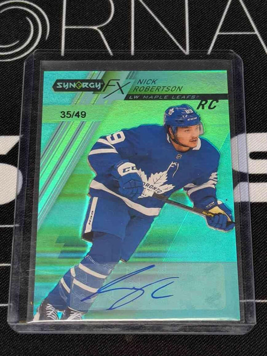 2020-21 Nick Robertson Upper Deck Synergy - Synergy FX Green Auto /49 Leafs RC
