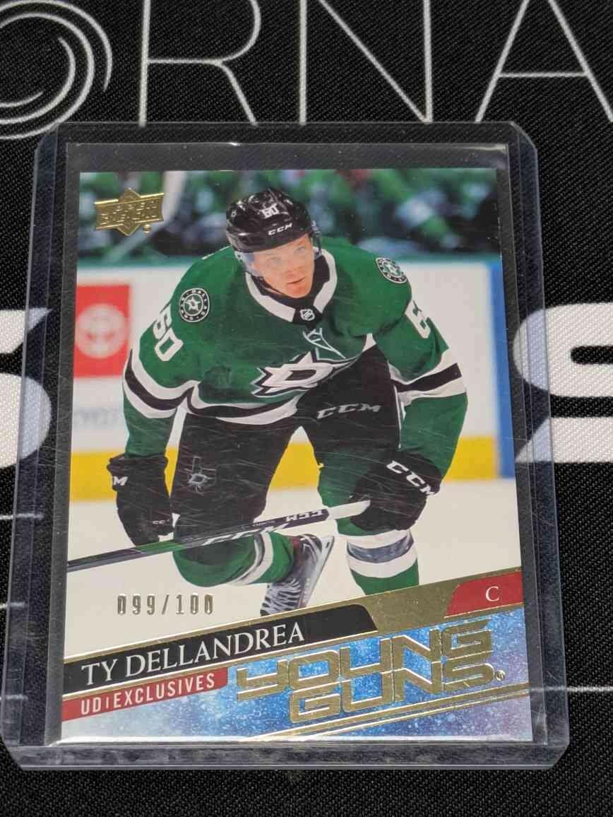2020-21 UD Young Guns Exclusives Ty Dellandrea /100 #213 Rookie RC Stars