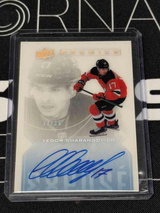 🏒2020-21 Yegor Sharangovich Rookie Upper Deck Premier Expose Auto /35 RC