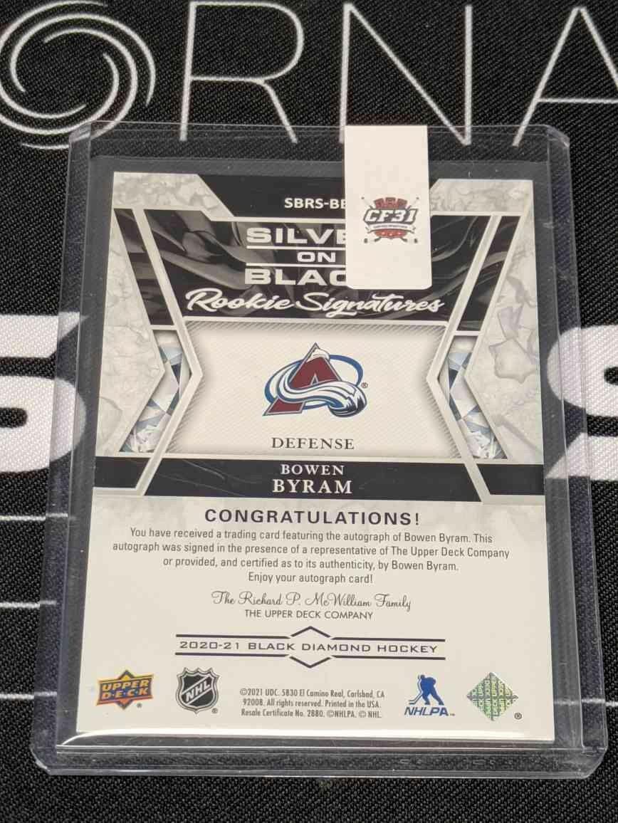 2020-21 Black Diamond Silver on Black Rookie Signatures AUTO Bowen Byram /99