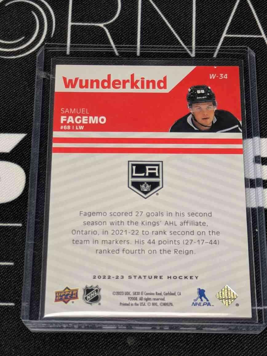 2022-23 Upper Deck Stature #W-34 Samuel Fagemo Wunderkind Red #/75