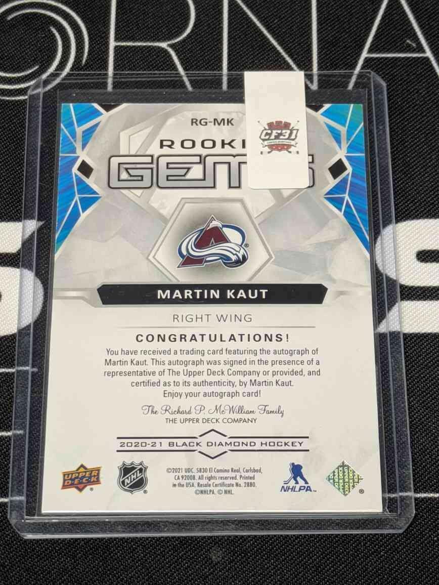 2020-21 Upper Deck Black Diamond Rookie Gems Martin Kaut RG-MK /199 RC AUTO