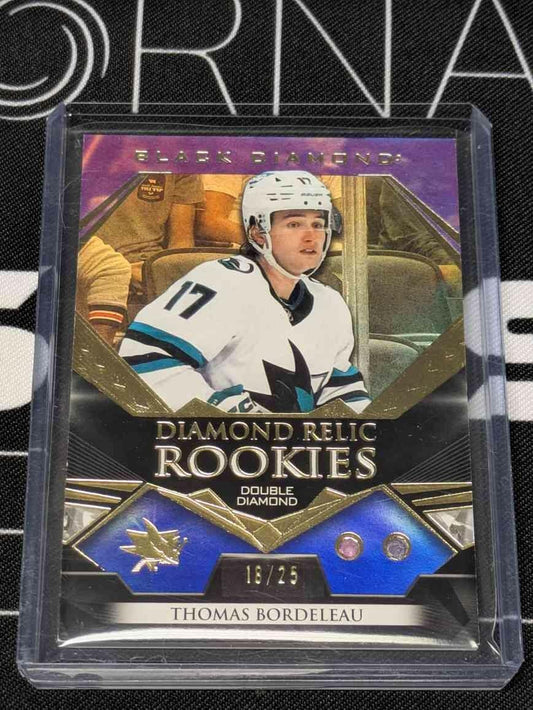 2022 UPPER DECK BLACK DIAMOND THOMAS BORDELEAU RELIC ROOKIE GEMS PURPLE RC /25