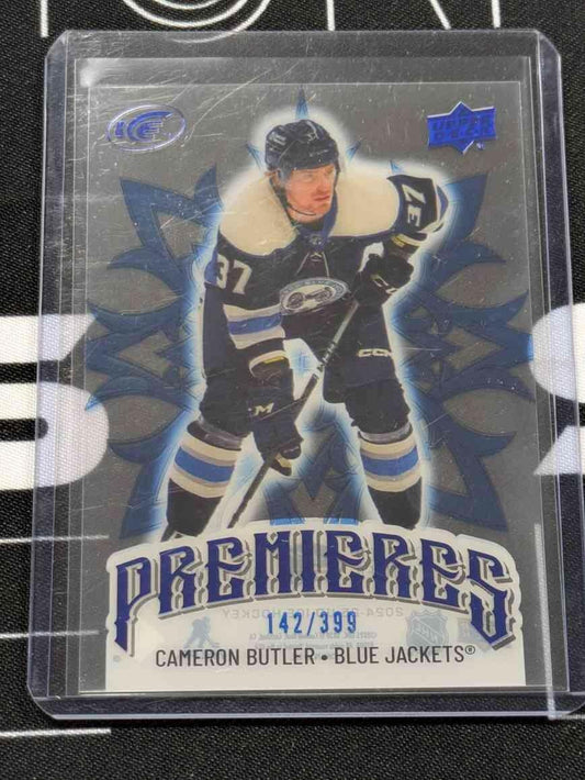 2024-25 UD Ice Hockey Cameron Butler RC Premieres Blue Color Match /399 #152