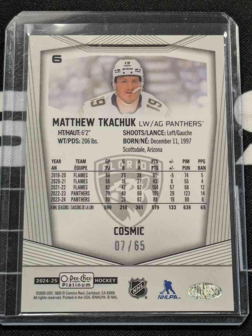 2024-25 OPC O-Pee-Chee Platinum Matthew Tkachuk Cosmic /65 #6