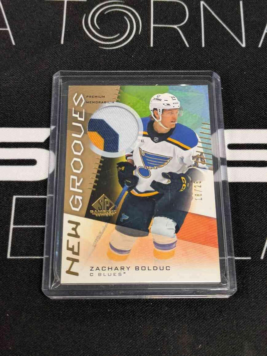 2024-25 UD SP Game Used Zachary Bolduc New Grooves Gold Rookie Patch /25 - Blues