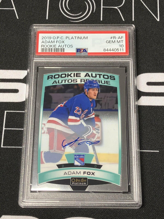 2019-20 O-Pee-Chee Platinum Matte Adam Fox Rookie Auto PSA 10 Gem Mint