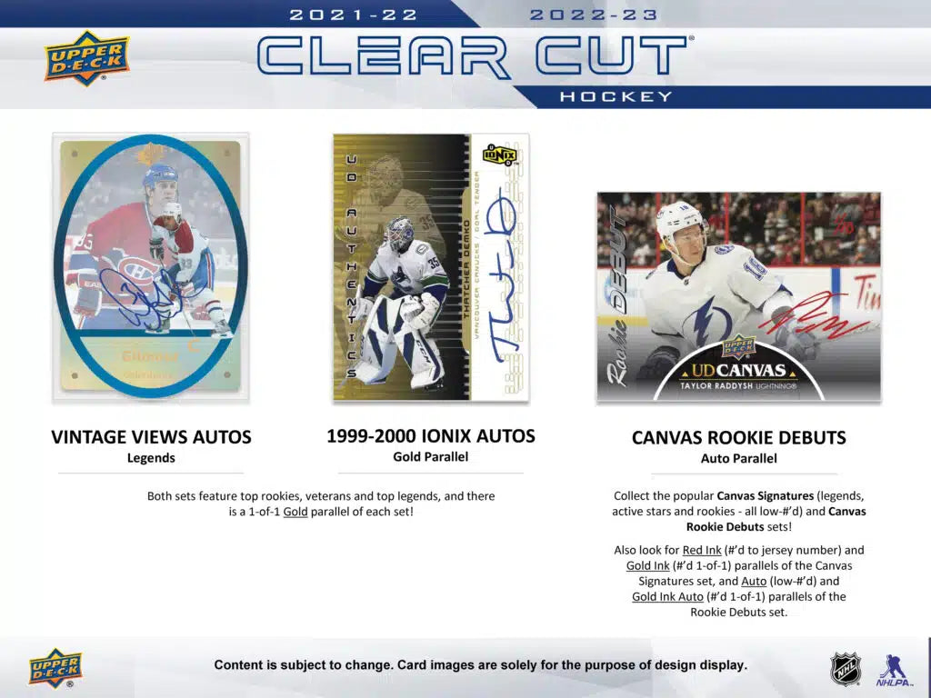 2021-22 & 2022-23 Upper Deck Clear Cut Hockey Hobby Box Inner Case (15 boxes per Inner) (Pre-Order) - Miraj Trading