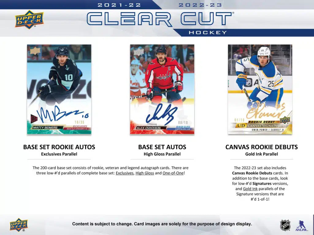 2021-22 & 2022-23 Upper Deck Clear Cut Hockey Hobby Box Inner Case (15 boxes per Inner) (Pre-Order) - Miraj Trading