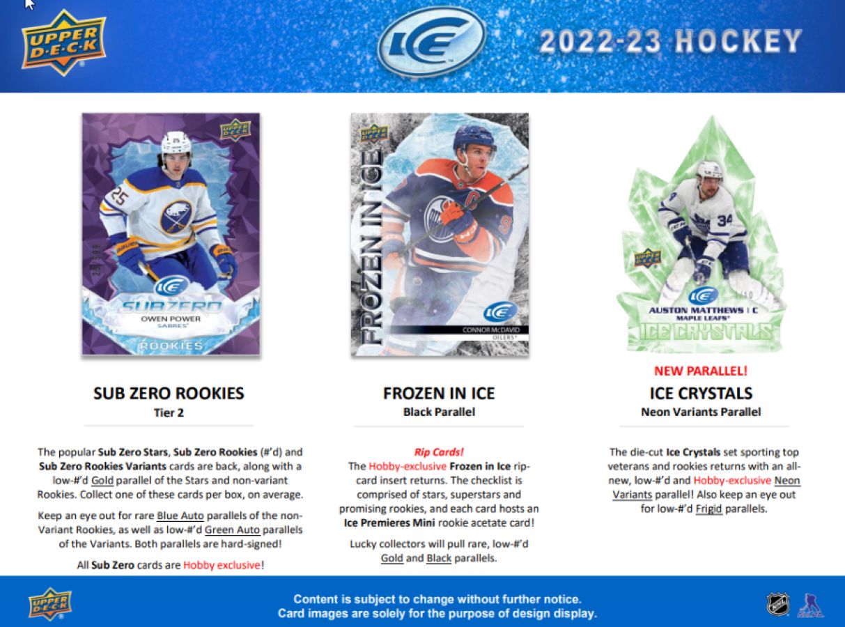 2022-23 Upper Deck Ice Hockey Hobby Box - Miraj Trading