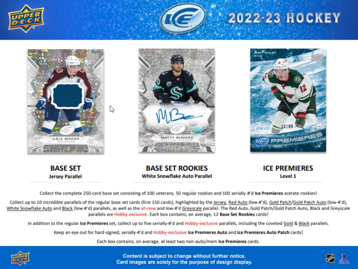 2022-23 Upper Deck Ice Hockey Hobby Box - Miraj Trading