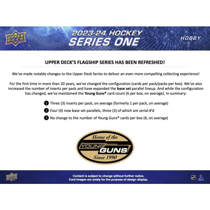 2023-24 Upper Deck Series 1 Hockey Hobby Box - Miraj Trading