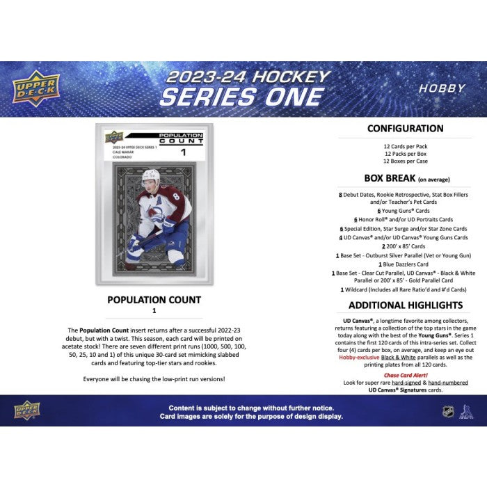 2023-24 Upper Deck Series 1 Hockey Hobby Box - Miraj Trading